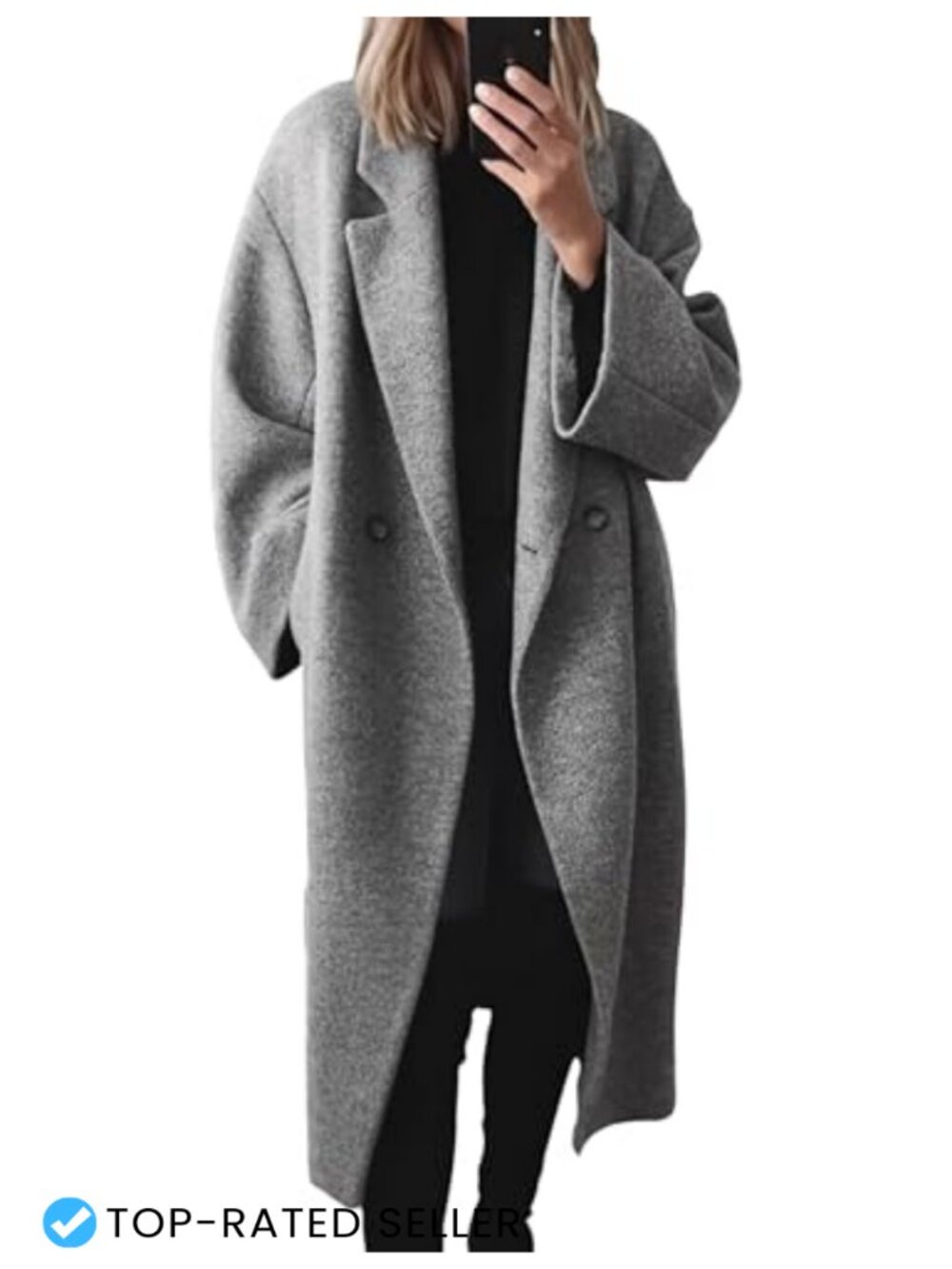 Gihuo Women's Double Breasted Notch Lapel Long Winter Trench Coat